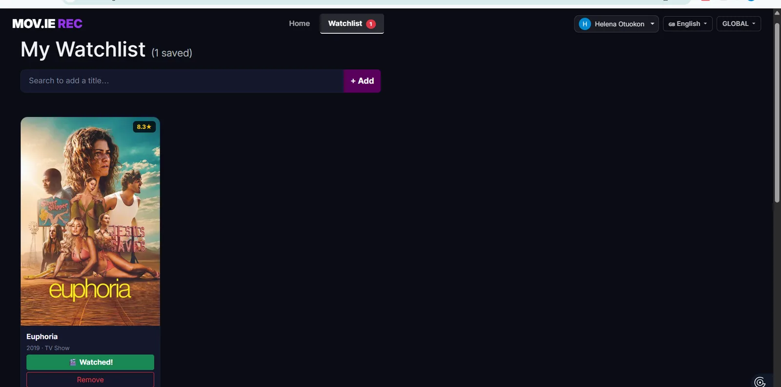 MOV.IE REC: Watchlist & user features